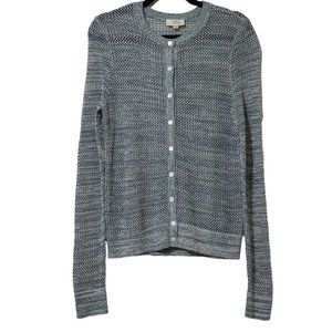 NEW w/ TAGS  LOFT Outlet size M blue open knit  long sleeve button cardigan